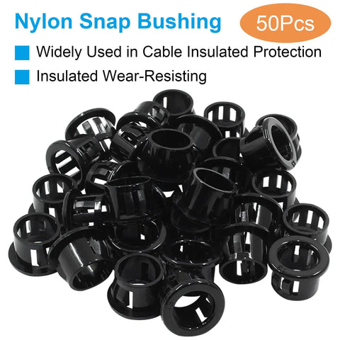 50 Pack Black Cable Snap Bushings 3/8 Inch Hole Diameter Durable Plastic Bushing For Wire Management Cable Harnesses Automotive Marine And DIY Projects, nylon snap bushings 50 pcs
