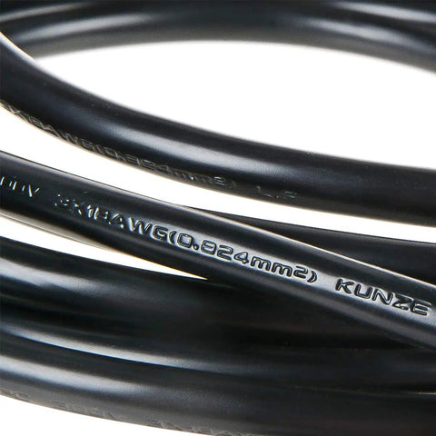 Close-up of Beefy 6 Foot 18 AWG 3 Prong Power Cord For Appliances, showing black SJT cable with marked specifications.
