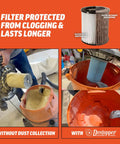 Premium Cyclone Dust Collector Kit With Reinforced Five Gallon Bucket And Rock Solid Rolling Dolly For Shop Vacs. Filter comparison.