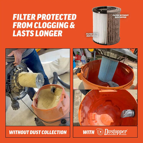 Premium Cyclone Dust Collector Kit With Reinforced Five Gallon Bucket And Rock Solid Rolling Dolly For Shop Vacs. Filter comparison.