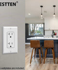 20 Pack Decor Wall Receptacle Outlet With Wall Plate, 20 Amp Tamper-Resistant TR Electrical Outlet, 125V, 2500W, White in kitchen.