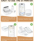 Guide showing use of Portable Sticker Printer Grab And Go Mini Bluetooth Thermal Inkless Printer For iPhone And Android Pocket Label Maker