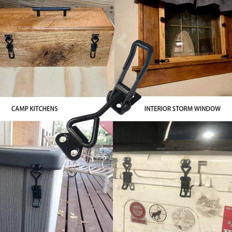 Heavy Duty Toggle Clamp With 360 Lbs Holding Power on box, window, cooler, and latch details