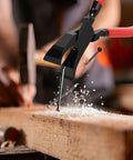 Pro-Grade 7-Inch Sheet Metal Hand Seamer Pliers used for bending nail on wooden surface, ergonomic handle, heavy-duty steel, rust-resistant