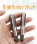 Hand holding M18x1.5 Tap Set Right Hand Thread Tapping Tool For Metal, High Speed Steel HSS Thread Milling Taps, 2 Pack