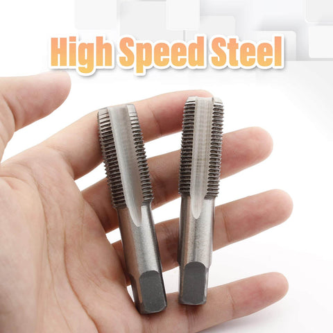 Hand holding M18x1.5 Tap Set Right Hand Thread Tapping Tool For Metal, High Speed Steel HSS Thread Milling Taps, 2 Pack