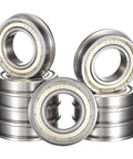HiPicco F6904ZZ ball bearings, 20x37x9 mm, double-shield chrome steel, ten pieces, stacked front view