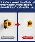 Comparison of wall plug with and without patches from Fast Fix For Loose Drywall Anchors Without Filling Or Redrilling Kit.