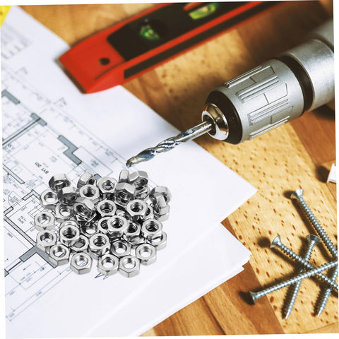 Heavy Duty Stainless Steel Hex Nuts Rock Solid Hardware Fasteners For Home Repairs And Industrial Projects Polished Steel Parts With Top Shelf Durability on blueprint with drill.