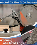 Adjustable Bench Grinder Tool Rest Sharpening Jig For 6 Inch And 8 Inch Grinders, beveled sliding blade holder for precision sharpening.