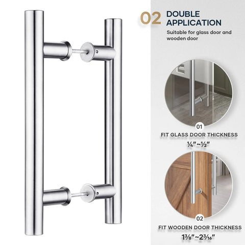 12 Inch Stainless Steel Double Sided Push Pull Door Handle H Shape Brushed Finish Anti Rust Durable For Glass And Wood Doors Ergonomic Design With Smooth Edges And Easy Grip For Modern Homes