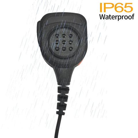Ham Radio Speaker Microphone 3.5mm Threaded Ptt Shoulder Mic For Yaesu Vertex Dmr Standard Horizon Walkie Talkies Black IP65 Waterproof.