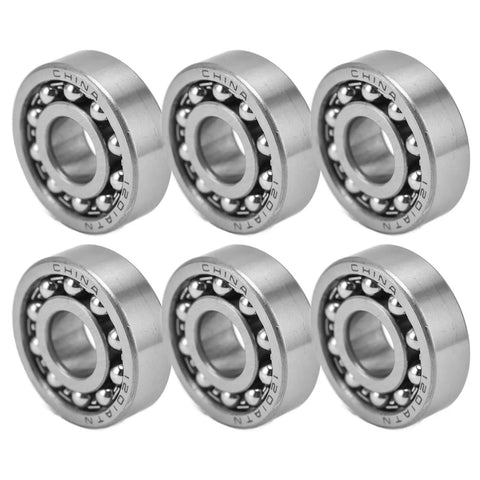 10 Pieces 1201 Double Row Self Aligning Ball Bearings Open Type Standard Cage Radial Bearing For Gearboxes Rollers Conveyors And Industrial Machinery Heavy Duty Smooth Spin, visible in a set of six bearings