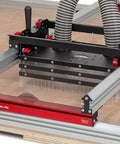Heavy Duty Slab Flattening Mill Pro Extended With Hella Wide 48X134 Inch Capacity, showing integrated dust collection and adjustable sled.