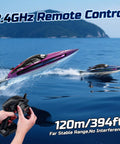 Fast 15 MPH RC Boat For Pools And Lakes With 3 Speed Modes Dope LED Light Show Dual Batteries Delivering 30 To 40 Minutes Of Fun