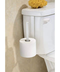 Over The Tank Toilet Paper Holder Organizer For Bathroom Storage, Sturdy Metal Reserve That Holds Two Rolls, Easy Slide On Fit