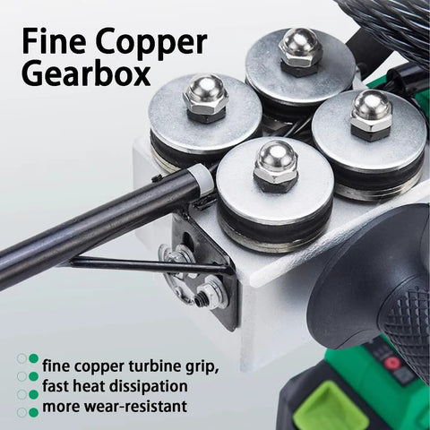 Upgraded Cordless Electric Threading Machine With Auto Pipe Threader For Decor And Comms Cables Featuring Infinitely Variable Speed Control adjustable copper gearbox with durable turbines and wear-resistant materials.