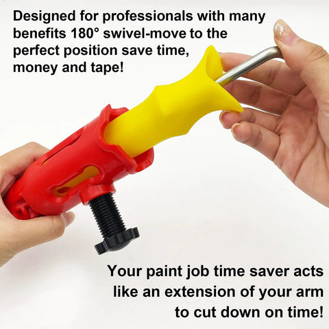 Multi Angle Paint Brush Extender For High Ceilings Red With Rotating Head 3 In 1 Edger Tool shown with swivel feature