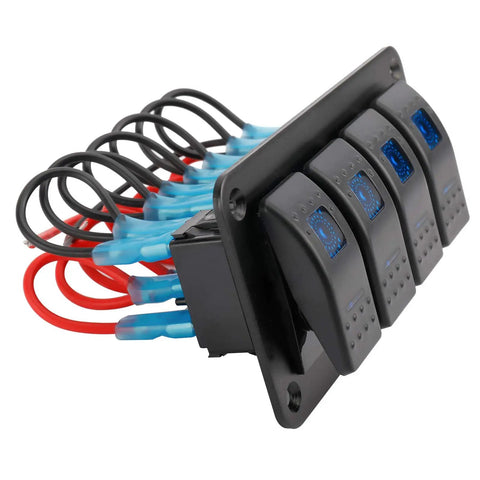 Beefy 12 To 24V Illuminated Rocker Switch Panel For Boats Cars And Marine Use Aluminum Pre Wired Dash Mount 5 Gang