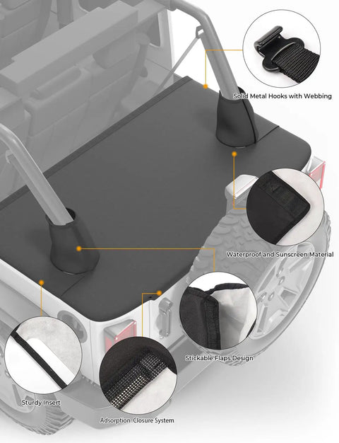Rugged Tonneau Cover For Wrangler JK 4 Door 2007 To 2018 JKU Cargo Trunk Tailgate Cover with magnetic system and waterproof material