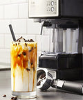 Compact Coffee Machine For Espresso And Cappuccino, Pod Brewer With Authentic Italian Pump, Sleek black finish, countertop view