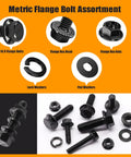 Heavy Duty 3160 Piece Metric Bolt And Nut Kit With 42 Sizes Including Flange Bolts, Hex Nuts, and Washers Illustrated
