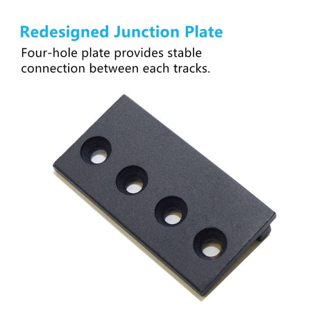 Redesigned junction plate of the Rustic Black Non Bypass Sliding Barn Door Hardware Kit For Two Doors 9 Ft, four-hole design.