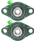 2 Pack Pillow Block Bearings With Flange Mount, Self Aligning, One Half Inch Bore, Steel Bearings, Low Friction And Low Noise