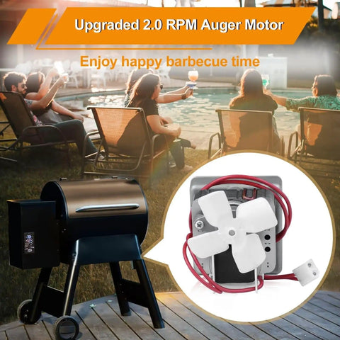 2.0 RPM Auger Motor Replacement For Wood Pellet Grills 120V 60Hz 2 Pole Heavy Duty Feeding Gear with grill and outdoor group