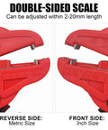 Close-up of 2 In 1 Wire Stripper And Cutter Quickstrip Tool showing double-sided scale, metric and inch sizes for electronics and automotive repair.