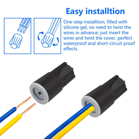 36 Pack Waterproof Wire Nut Connectors For Outdoor Electrical Wiring, Weatherproof Twist-On Caps For Wet Locations, easy installation