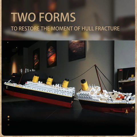 Beefy 30 Inch Ship Building Set With 2400 Plus Pieces Shipwreck Model Kit For Adults Ages 14 And Up Detailed Replica STEM Engineering Project Compatible With Major Brick Systems, two ship forms