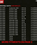 Compatibility chart for Chevrolet trucks showing model years 2002-2006 for Front Wheel Bearing Hub Assembly For GM Trucks And SUVs With ABS