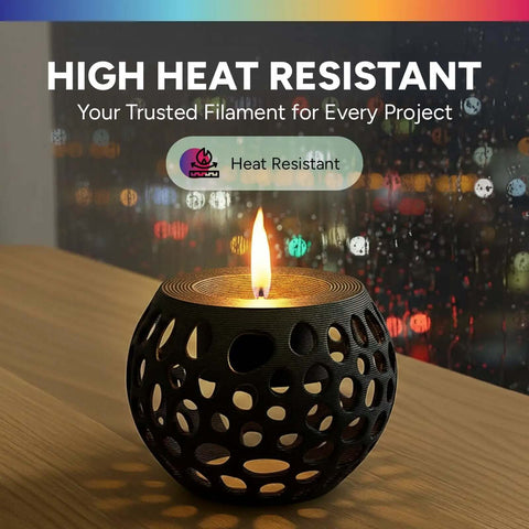 ASA 3D Printer Filament 1.75mm, 1 Kg Spool, heat-resistant decorative candle holder with flame by window.