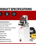 12V DC Double Acting Hydraulic Pump Power Unit With 6 Quart Tank For Lifting And Lowering Dump Trailers And Trucks, 0.91 GPM Flow