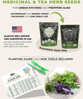 40 Medicinal And Tea Herb Seeds Variety Pack For Indoor And Outdoor Gardens Windowsill Friendly Heirloom USA Grown with planting guide