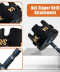 Nut Zipper Drill Attachment, 3/8 inch size, black metal material, for Heavy Duty Threaded Rod Nut Runner And Nut Zipper Drill Attachment That Shoots Through Conduit Rack Assembly And Strut System Setup Without Breaking A Sweat For Impact Drills.