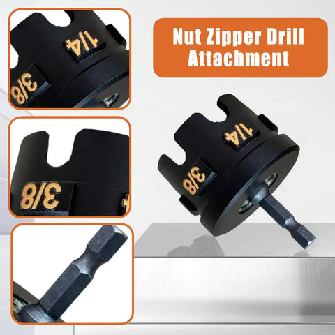 Nut Zipper Drill Attachment, 3/8 inch size, black metal material, for Heavy Duty Threaded Rod Nut Runner And Nut Zipper Drill Attachment That Shoots Through Conduit Rack Assembly And Strut System Setup Without Breaking A Sweat For Impact Drills.