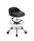 Rolling Stool With Back Support And Footrest Ring, Adjustable Heavy Duty Stool With Wheels For Shop, Salon, Tattoo And Home, Grey