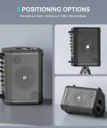 Three configurations of 200W Portable Karaoke Machine With 5 Channel Mixer Bluetooth PA System 6 in 1 Wireless Voice Amplifier.
