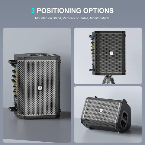 Three configurations of 200W Portable Karaoke Machine With 5 Channel Mixer Bluetooth PA System 6 in 1 Wireless Voice Amplifier.