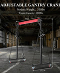 Heavy Duty Adjustable Shop Crane Lift Hoist With 8 To 12 Feet Height 4400 Lbs Capacity Triangular Base For Safe Lifting In Warehouse And Factory Spaces