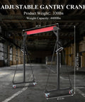 Beefy 2 Ton Portable Gantry Crane With Trolley 4400 Lbs Adjustable Height 8 To 12 Ft Steel Shop Crane With Locking Casters