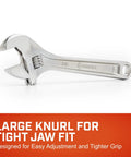Six Inch Adjustable Wrench With Bagged Packaging, Hex Jaw Design For Slip Free Gripping on white background