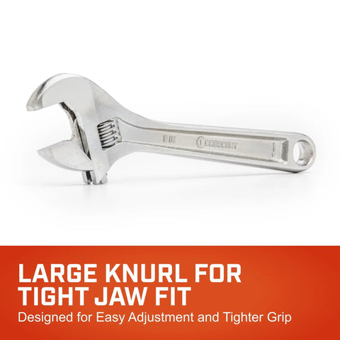 Six Inch Adjustable Wrench With Bagged Packaging, Hex Jaw Design For Slip Free Gripping on white background