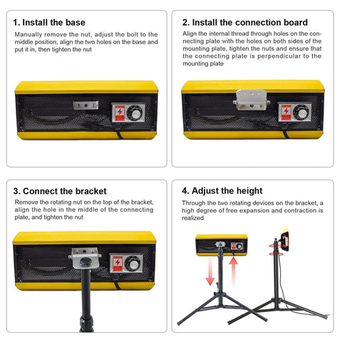 Assembly instructions for Pro Grade Infrared Paint Curing Lamp 2000W Shortwave Heat Lamp For Auto Body Coatings.