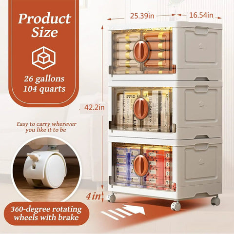 Hella Spacious Stackable Storage Bins And Foldable Plastic Totes With Smooth Rolling Wheels Lockable Doors For Total Garage Transformation And Everyday Organization Needs