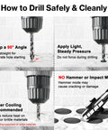 Tile Drill Bit Set 1/4 to 1/2 Inch 6-12mm With 1/4 Inch Hex Shank Eccentric 4-Cutter Design tips for porcelain ceramic use