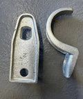 Straight Shooter Clamp Back Spacer And Strap Kit For 2 Inch Electrical Conduit metal mounting hardware with a hook and spacer.