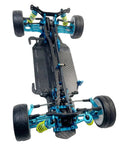 1 To 10 Scale Alloy And Carbon D4 AWD Drift RC Car Frame Kit with 255mm wheelbase for electric touring, overhead view